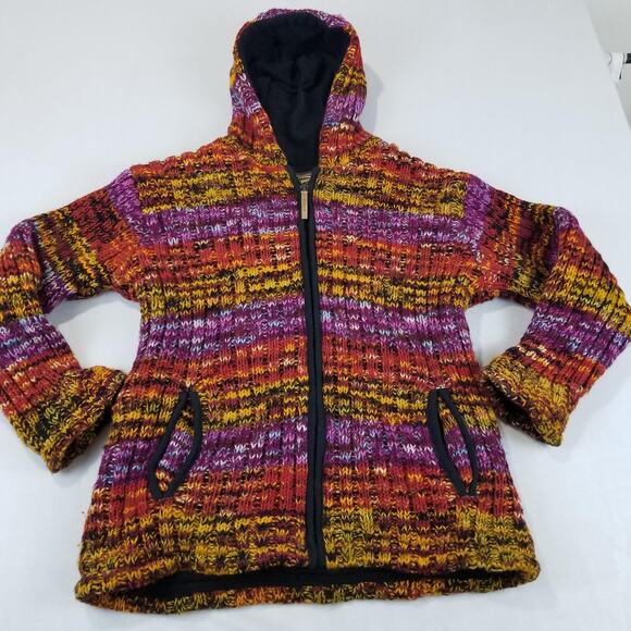 Kyber Outerwear Jackets & Blazers - Kyber Outerwear Jacket Womens Large Multicolor Wool Fleece Lined Hooded Full Zip
